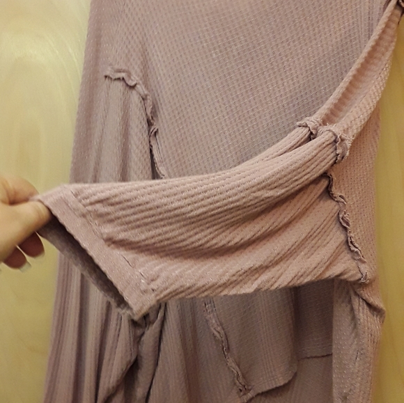 Pink Blush Mauve Boho Asymetrical Keyhole Sweater Tunic Top Native People L - Picture 7 of 7